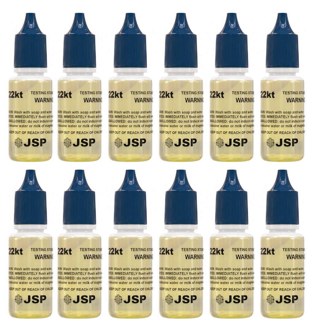 12 Bottles of JSP 22K Gold Metal Test Acid Karat Testing Solution Jewelry Tester Metals Kit