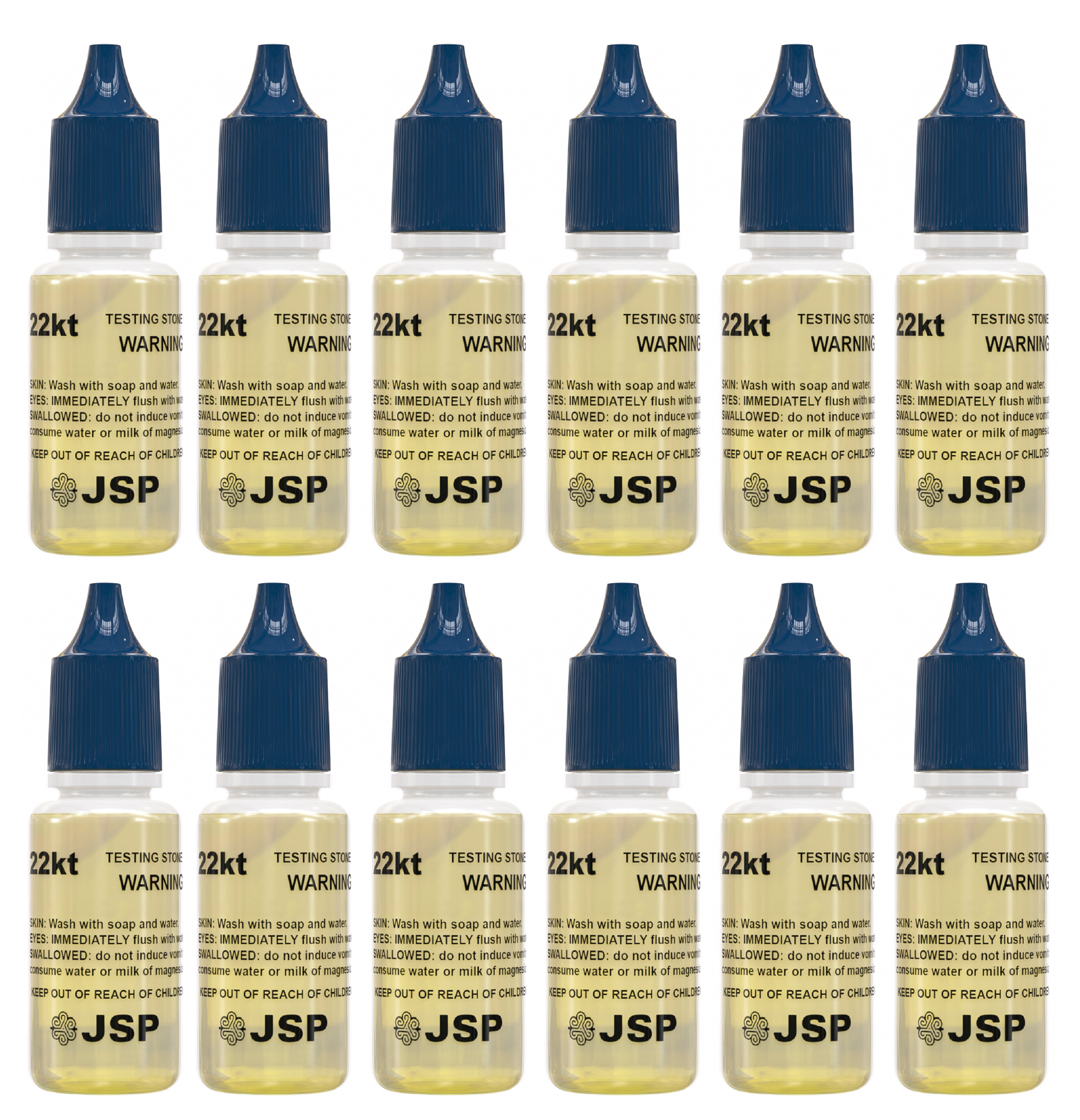12 Bottles of JSP 22K Gold Metal Test Acid Karat Testing Solution Jewelry Tester Metals Kit