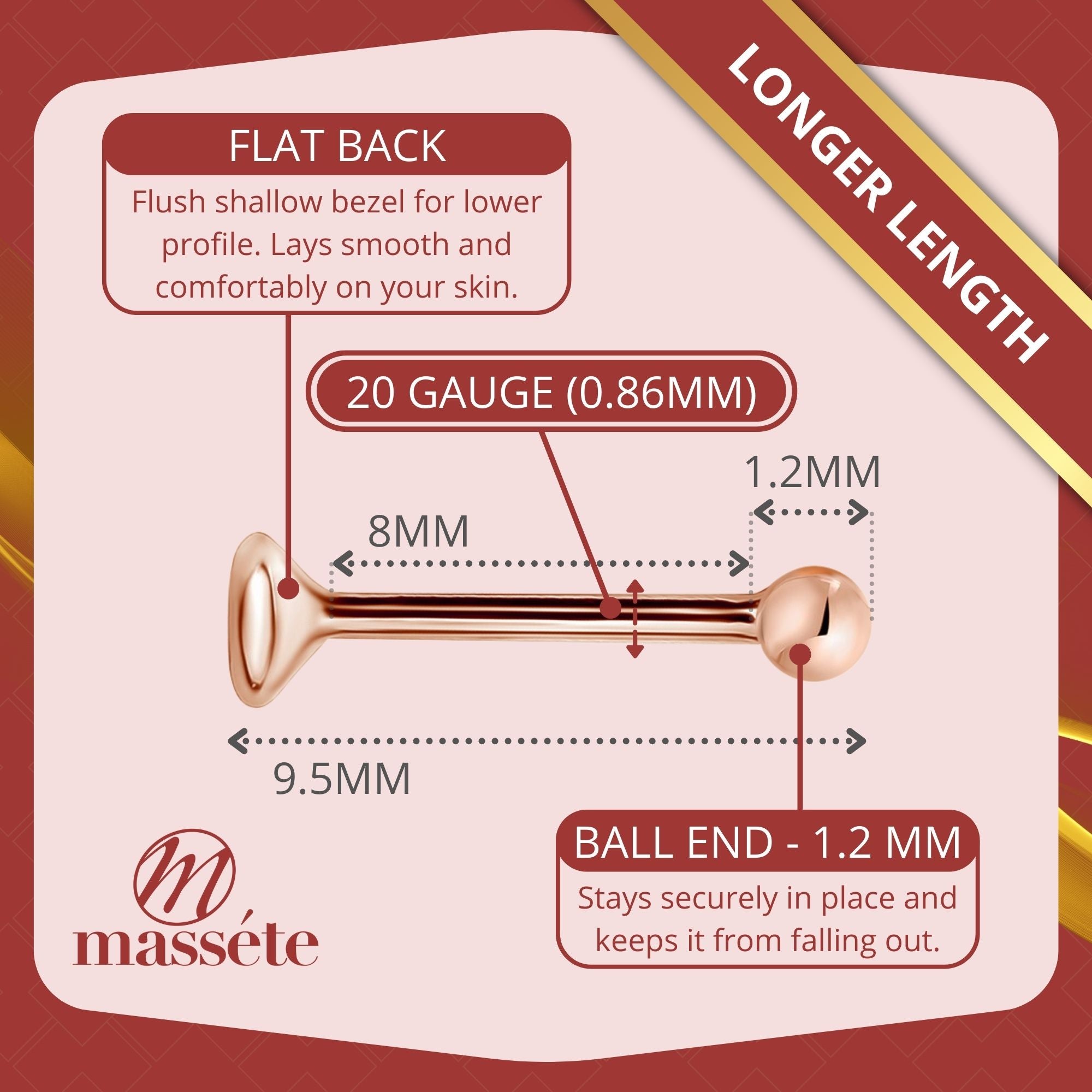 14k Solid Gold Nose Stud with Diamond CZ Small Micro Nose Bone Stud Flat Nose Ring One Piece Hypoallergenic 20 Gauge