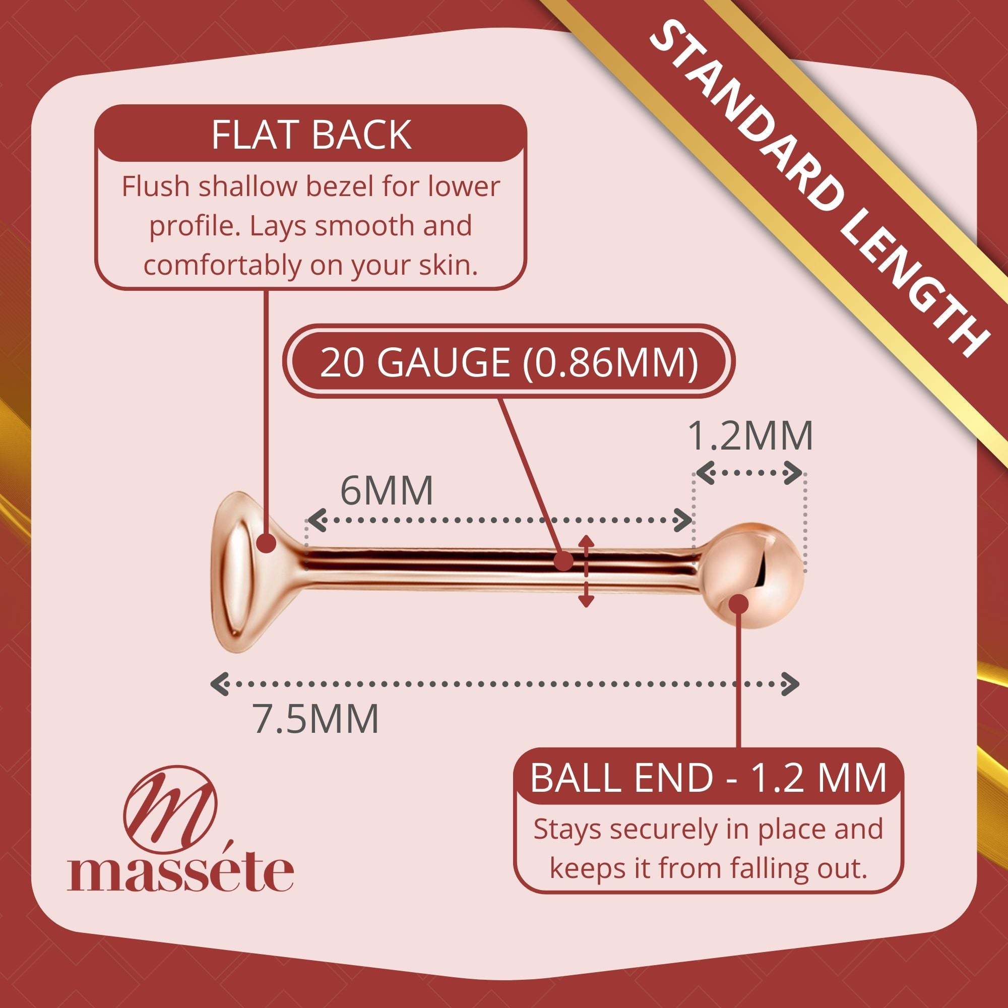 14k Solid Gold Nose Stud with Diamond CZ Small Micro Nose Bone Stud Flat Nose Ring One Piece Hypoallergenic 20 Gauge