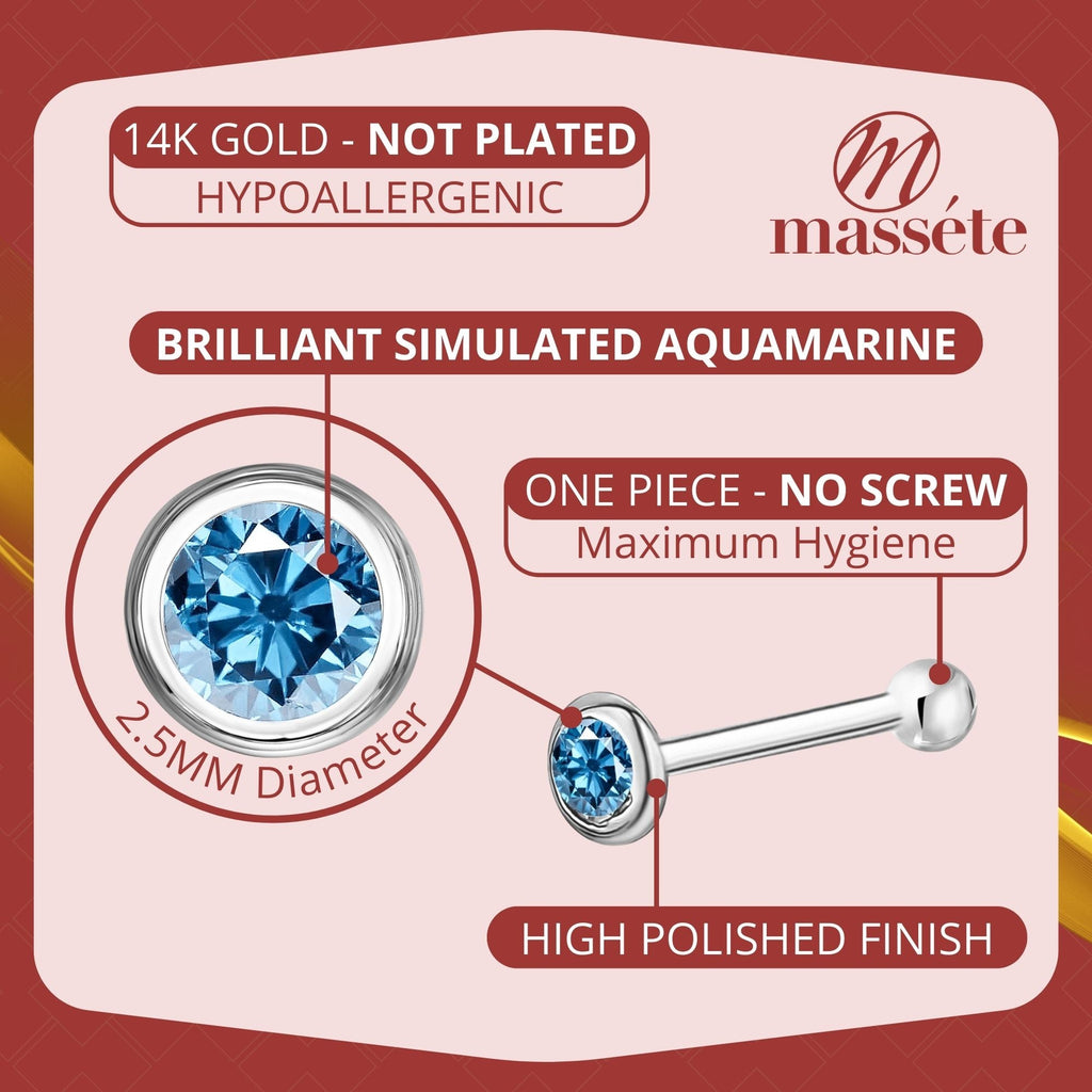 14k Solid Gold Nose Stud with Diamond CZ Small Micro Nose Bone Stud Flat Nose Ring One Piece Hypoallergenic 20 Gauge