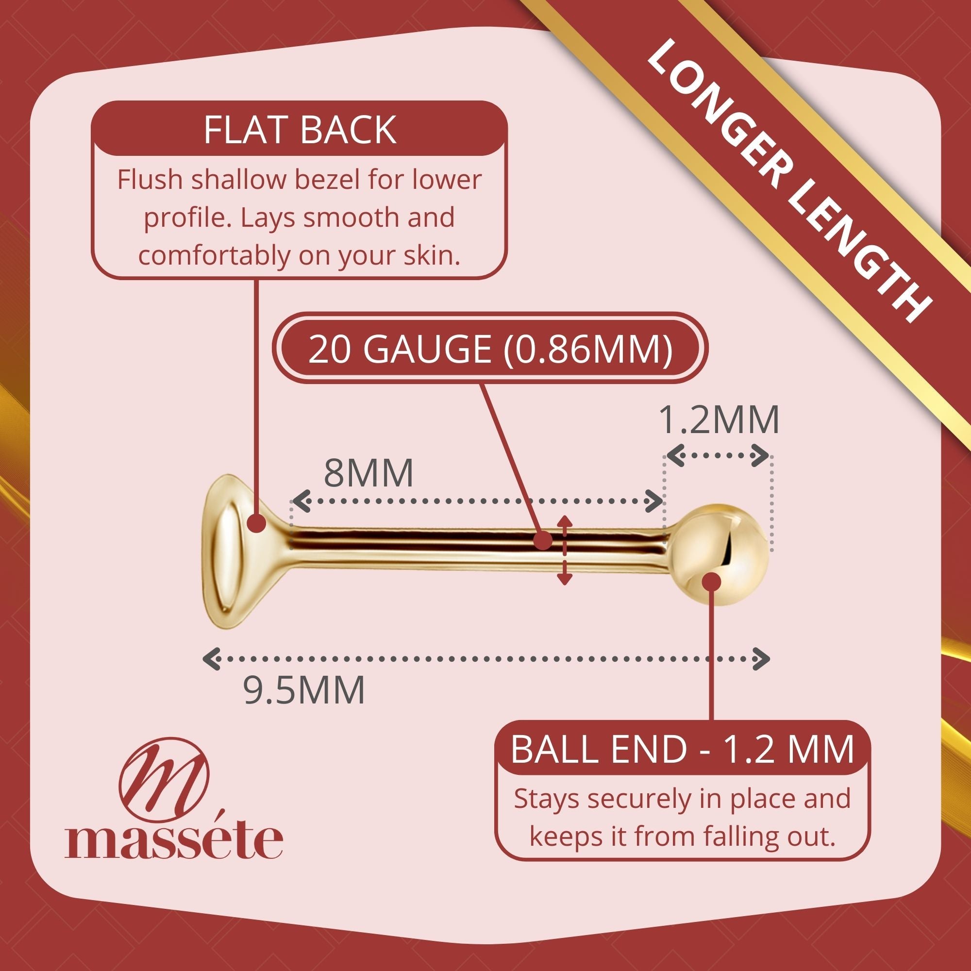 14k Solid Gold Nose Stud with Diamond CZ Small Micro Nose Bone Stud Flat Nose Ring One Piece Hypoallergenic 20 Gauge