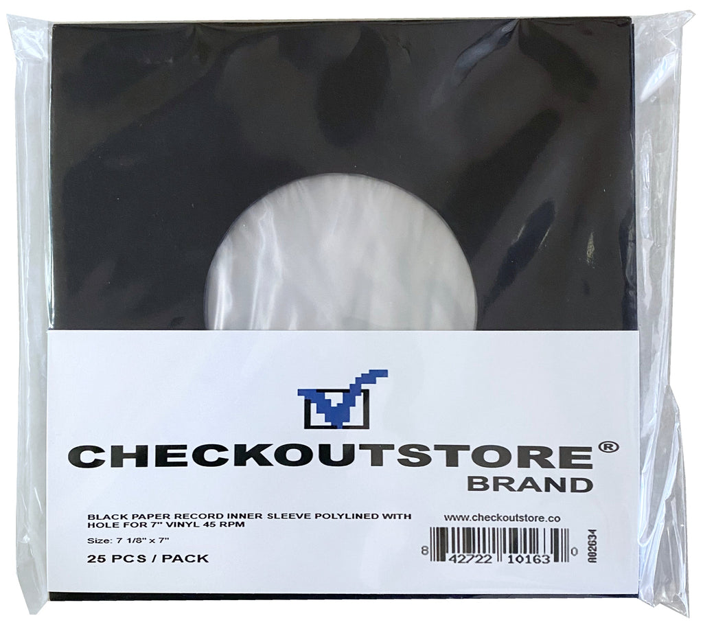 CheckOutStore Paper Record Polylined With Hole for 7" Vinyl 45 RPM (Inner Sleeves)