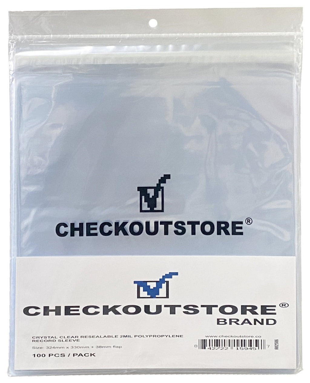 CheckOutStore Clear Plastic OPP with Sealable Flap for 12" LP Vinyl Record Album Covers (Outer Sleeves)
