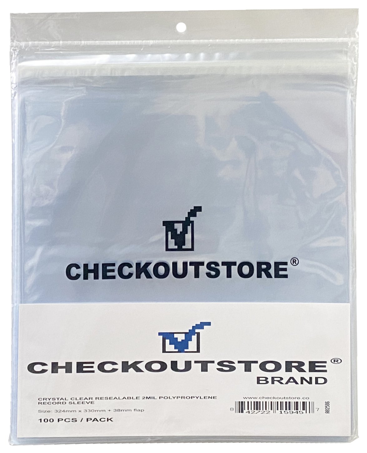 CheckOutStore Clear Plastic OPP with Sealable Flap for 12" LP Vinyl Record Album Covers (Outer Sleeves)